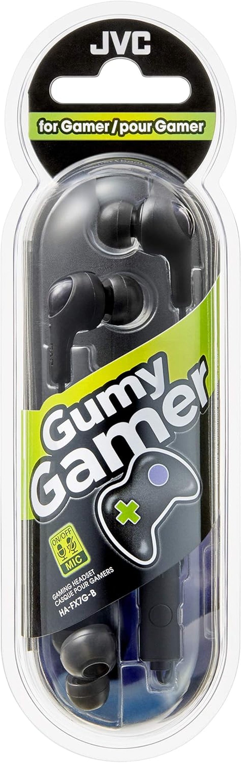 Gumy Gamer, in Ear Earbud Headphones with Mic, Remote, and Mute Switch for Gaming and Chatting, Powerful Sound, Comfortable and Secure Fit, Silicone Ear Pieces S/M/L - HAFX7GB (Black), Medium