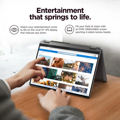 Ideapad Flex 5 14IAU7 14" WUXGA Multi-Touch, Intel Core I3-1215U, 8GB Lpddr4X, Intel UHD Graphics, 256GB SSD, Win 11 Home in S Mode, Storm Grey, 82R7003WUS