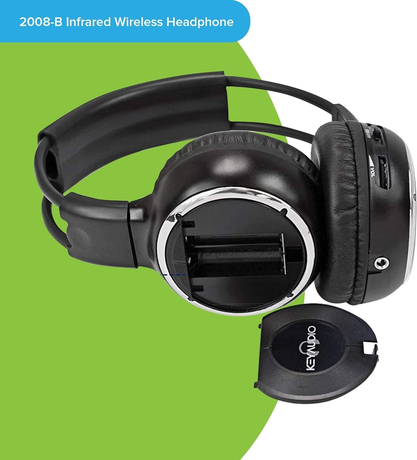 RP Accessories IR-2008B Infrared Wireless Headphones, 2-Channel Folding Universal Rear Entertainment System IR Headphone for Car TV and DVD Player Audio, Set of 6